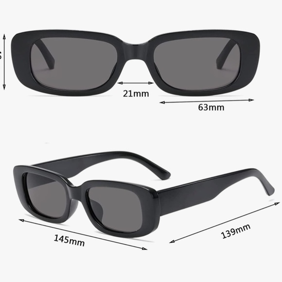 Rectangular Black Retro trendy Women’s Sunglasses new 100% UV400 protection - Picture 7 of 14